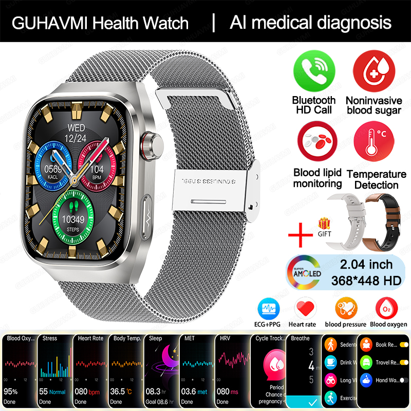 2025 Nuevo Reloj Inteligente de Diagnóstico médico AI de Cinco Órganos, Micro examen Físico de hambres y Mujeres, Smartwatch de Salud de Tres altos, Llamada Bluetooth, ECG función,Lípidos sanguíneos, ácido, monitoreo no invasivo de Azúcar en sangre
