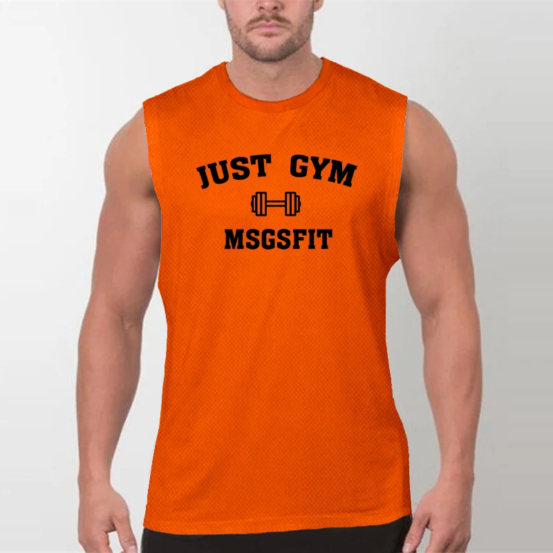 Muscleguys - Camisetas sin mangas de gimnasio para hombre, camiseta de entrenamiento, chaleco de Fitness de secado rápido de malla, estampado, ropa deportiva para correr, moda de verano