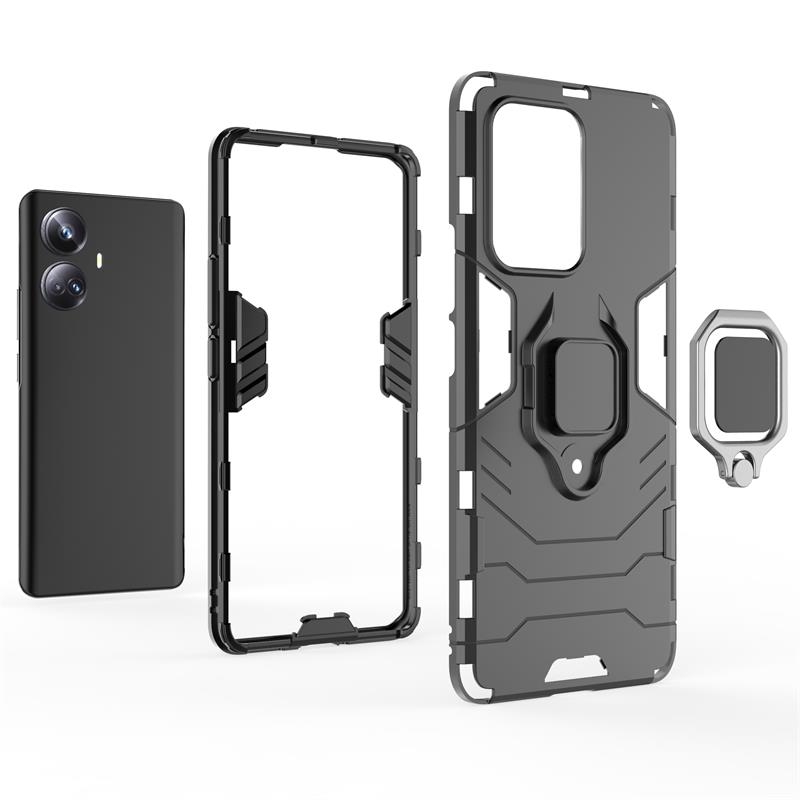 Funda De Libro Magnética Para OPPO Realme 10 4G - Cuero PU, Ranuras Para Tarjetas, Soporte Plegable, Color Negro