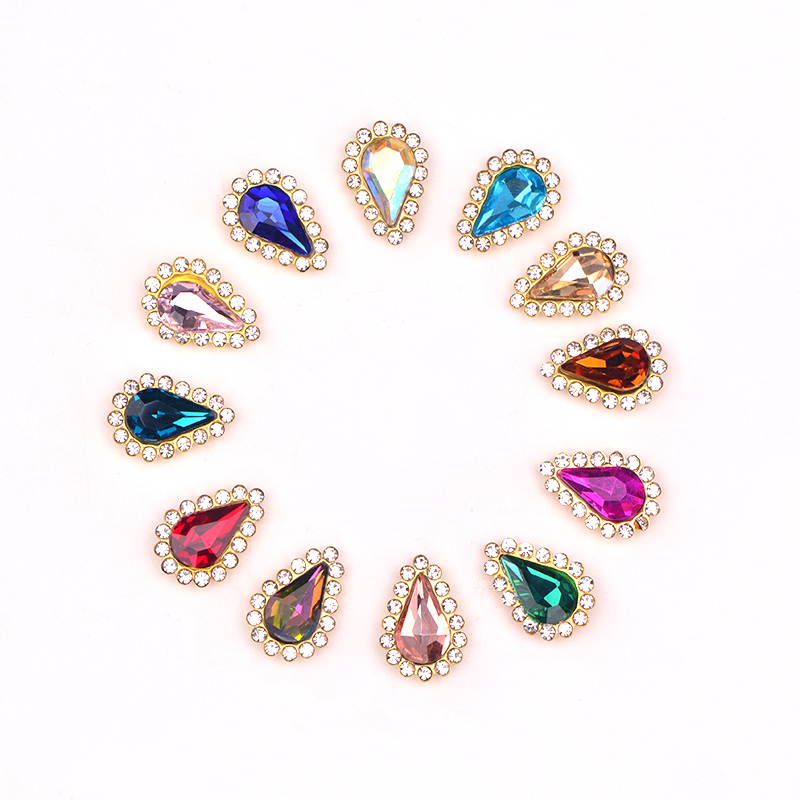 1000 diamantes de imitación para manualidades, cristales de cristal con  forma de ojo de caballo, cristales brillantes con purpurina en la parte