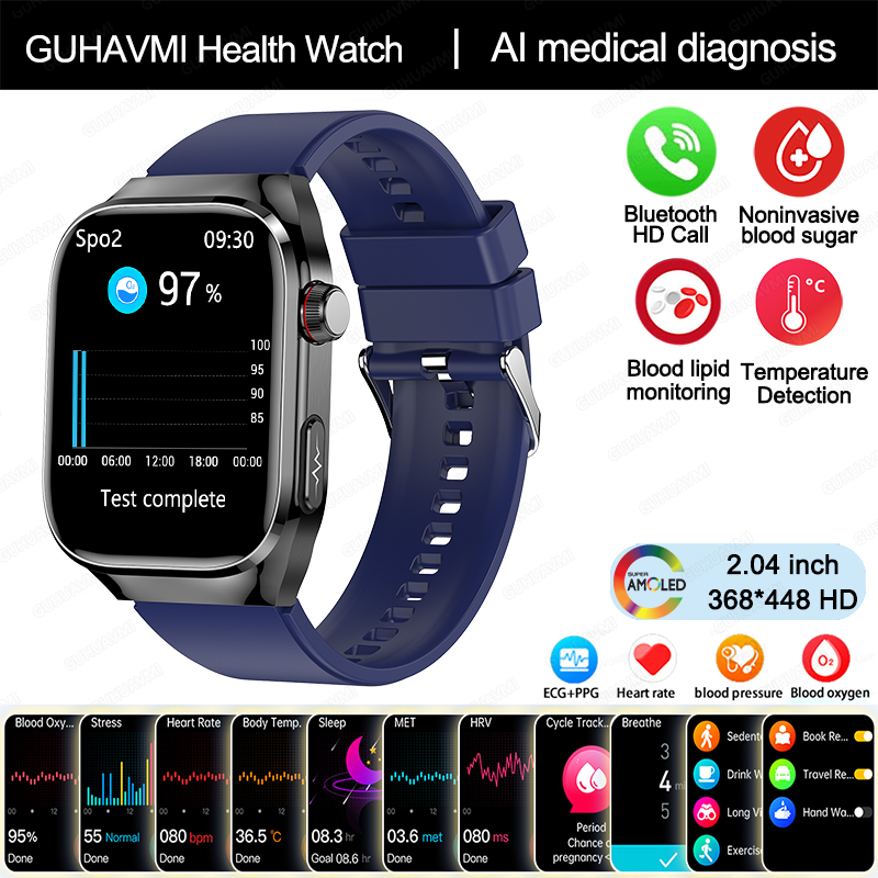 2025 Nuevo Reloj Inteligente de Diagnóstico médico AI de Cinco Órganos, Micro examen Físico de hambres y Mujeres, Smartwatch de Salud de Tres altos, Llamada Bluetooth, ECG función,Lípidos sanguíneos, ácido, monitoreo no invasivo de Azúcar en sangre