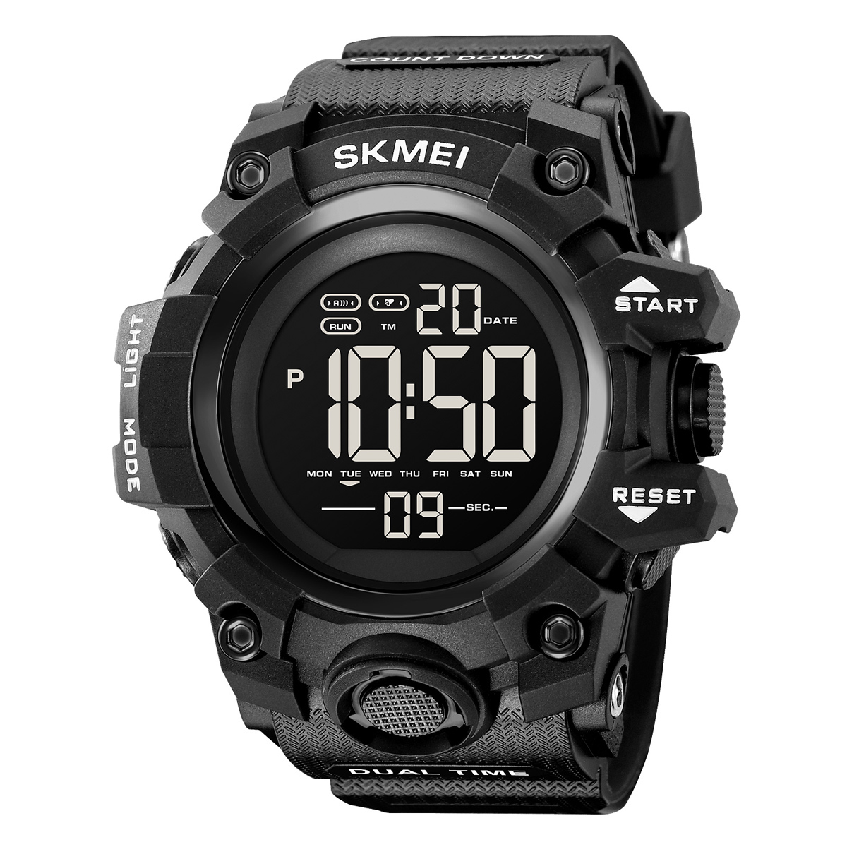 SKMEI - SKMEI-reloj deportivo Digital para hombre, cronómetro con luz trasera, cuenta atrás, resistente al agua, 5bar, calendario