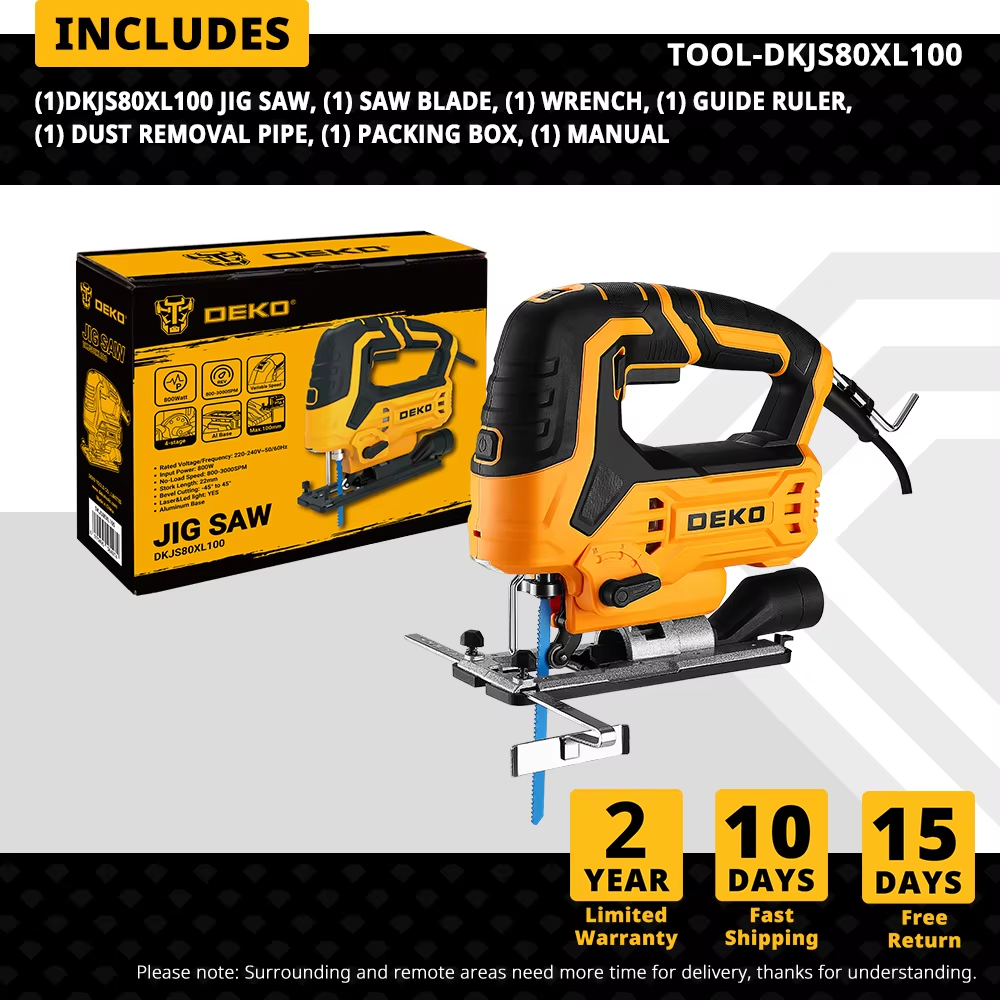 DEKO-Herramientas eléctricas para trabajar la madera, DKJS80XL100, Sierra de calar, 220V, 800w
