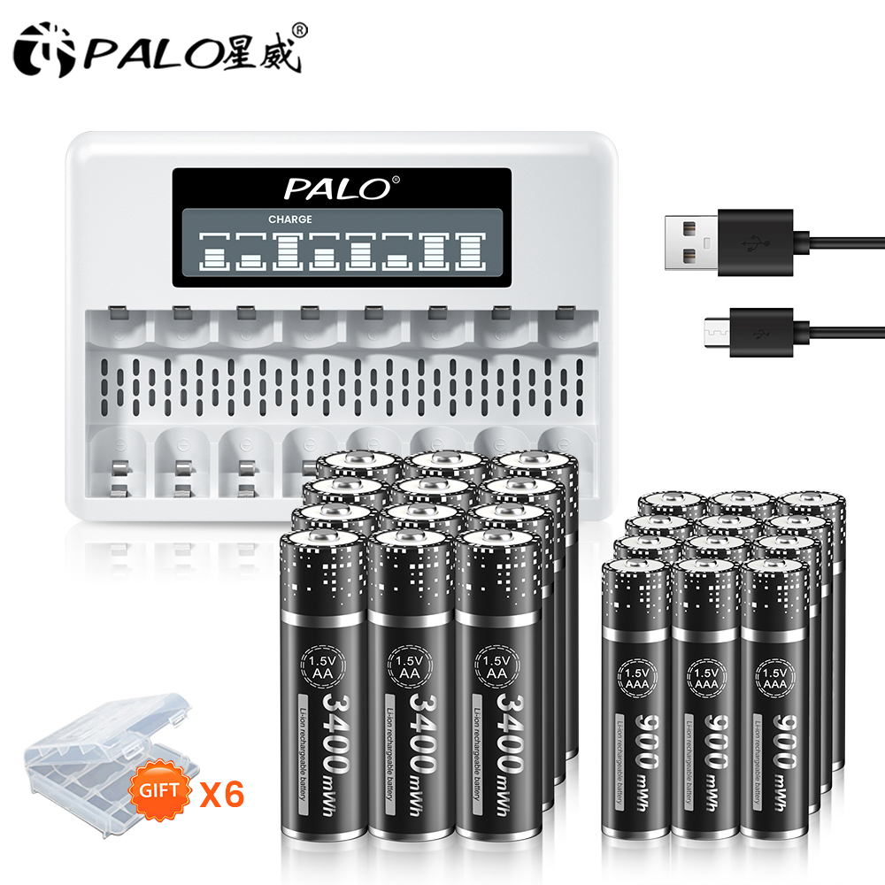 Batería recargable de iones de litio para juguetes, pilas AA de 3400MWh,  1,5 V, 2a, 900mWh, 1,5 v, 3a, AAA, cámara y linterna