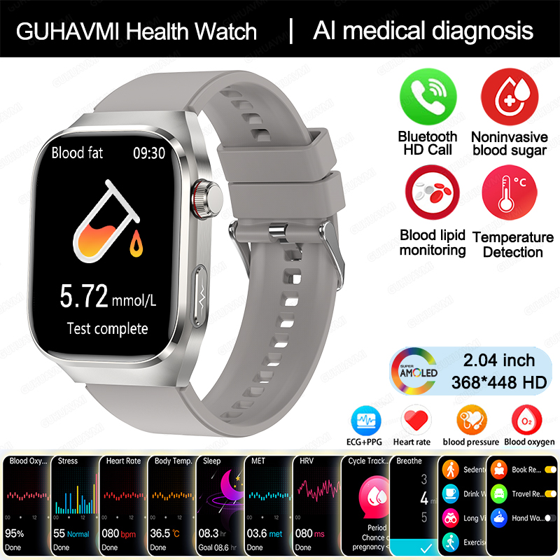2025 Nuevo Reloj Inteligente de Diagnóstico médico AI de Cinco Órganos, Micro examen Físico de hambres y Mujeres, Smartwatch de Salud de Tres altos, Llamada Bluetooth, ECG función,Lípidos sanguíneos, ácido, monitoreo no invasivo de Azúcar en sangre