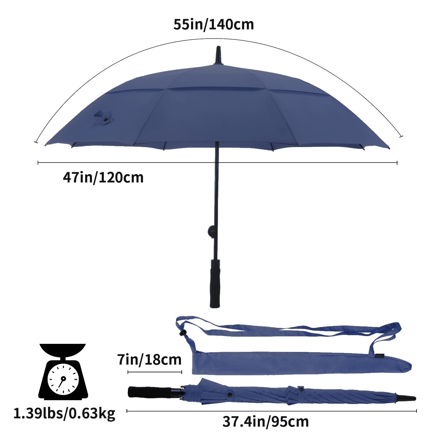 Paraguas Grande Paraguas Koowaa Compacto Extra Grande - Doble Dosel, Resistente Al Viento, 10 Varillas, Plegado 32 Cm Doble Dosel Impermeable