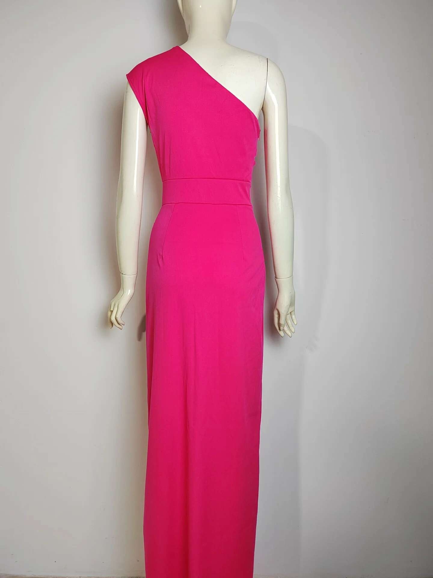 Vestido de Fiesta de Hombro Cautivador Color Sólido, Cuello Dobladillo, Vestido de Cuerpo Moldado con Abertura Moda para Mujeres - details 12