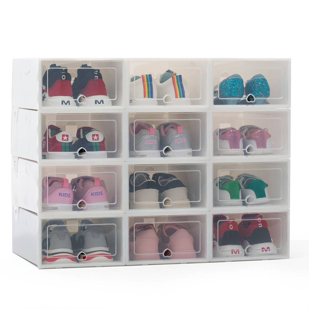  Organizador de zapatos, paquete de 6 cajas de zapatos  transparentes para zapatos, caja de almacenamiento plegable gruesa a prueba  de polvo, armario apilable combinado para zapatos (color transparente, 6  unidades) 