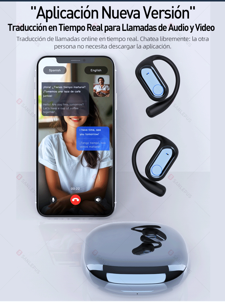 SANLEPUS 2025 Bluetooth 5.4 Kabelloser Kopfhörer | Kopfhörer mit KI-Übersetzung | Ultraleichtes Open-Ear-Design für Sport | Ideal für_voghion.com