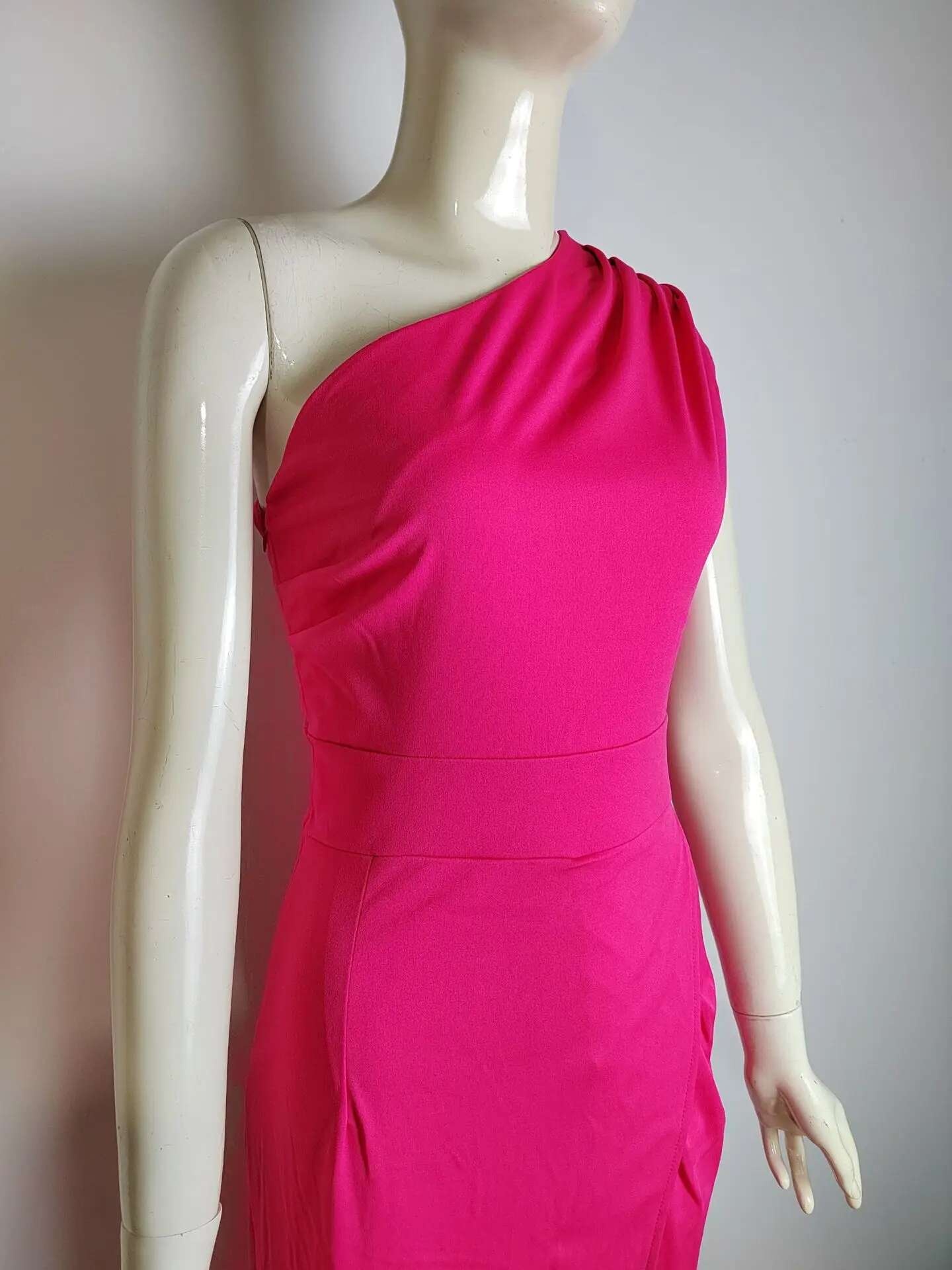 Vestido de Fiesta de Hombro Cautivador Color Sólido, Cuello Dobladillo, Vestido de Cuerpo Moldado con Abertura Moda para Mujeres - details 11