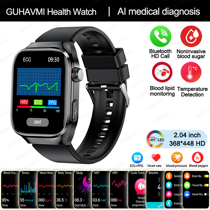 2025 Nuevo Reloj Inteligente de Diagnóstico médico AI de Cinco Órganos, Micro examen Físico de hambres y Mujeres, Smartwatch de Salud de Tres altos, Llamada Bluetooth, ECG función,Lípidos sanguíneos, ácido, monitoreo no invasivo de Azúcar en sangre