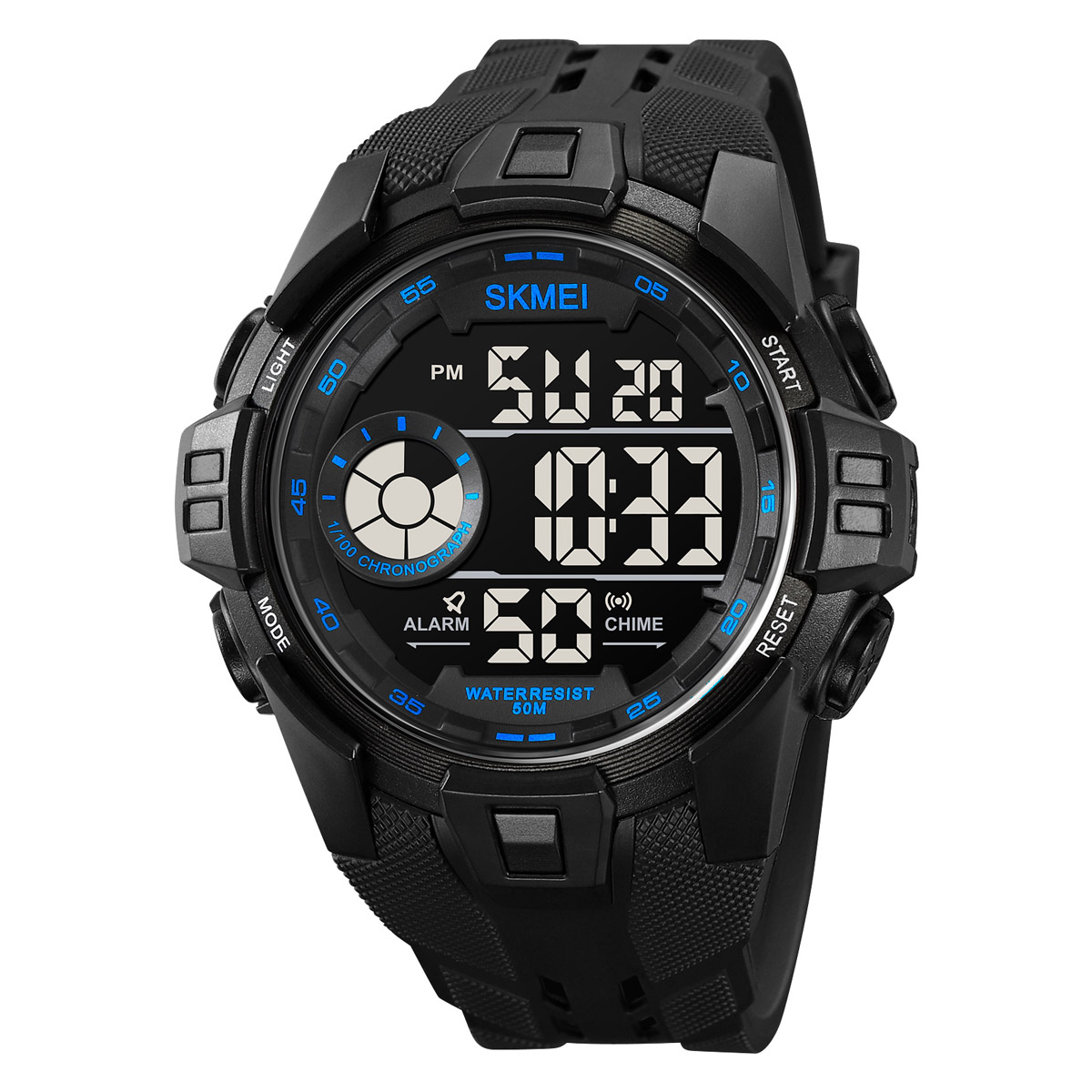 SKMEI - SKMEI-cronómetro de movimiento Digital japonés para hombre, relojes deportivos, pantalla de luz trasera informal, 5Bar, reloj de pulsera impermeable, reloj despertador con fecha