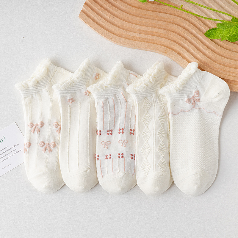 6 pares de calcetines de algodón con cara sonriente para mujer, calcetines  tobilleros de invierno para niña, Negro 
