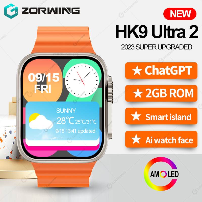 HK9 Ultra 2 AMOLED Reloj inteligente Hombres Mujeres ChatGPT NFC Brújula  Smartwatch Música local Control de gestos Reloj deportivo para Android IOS
