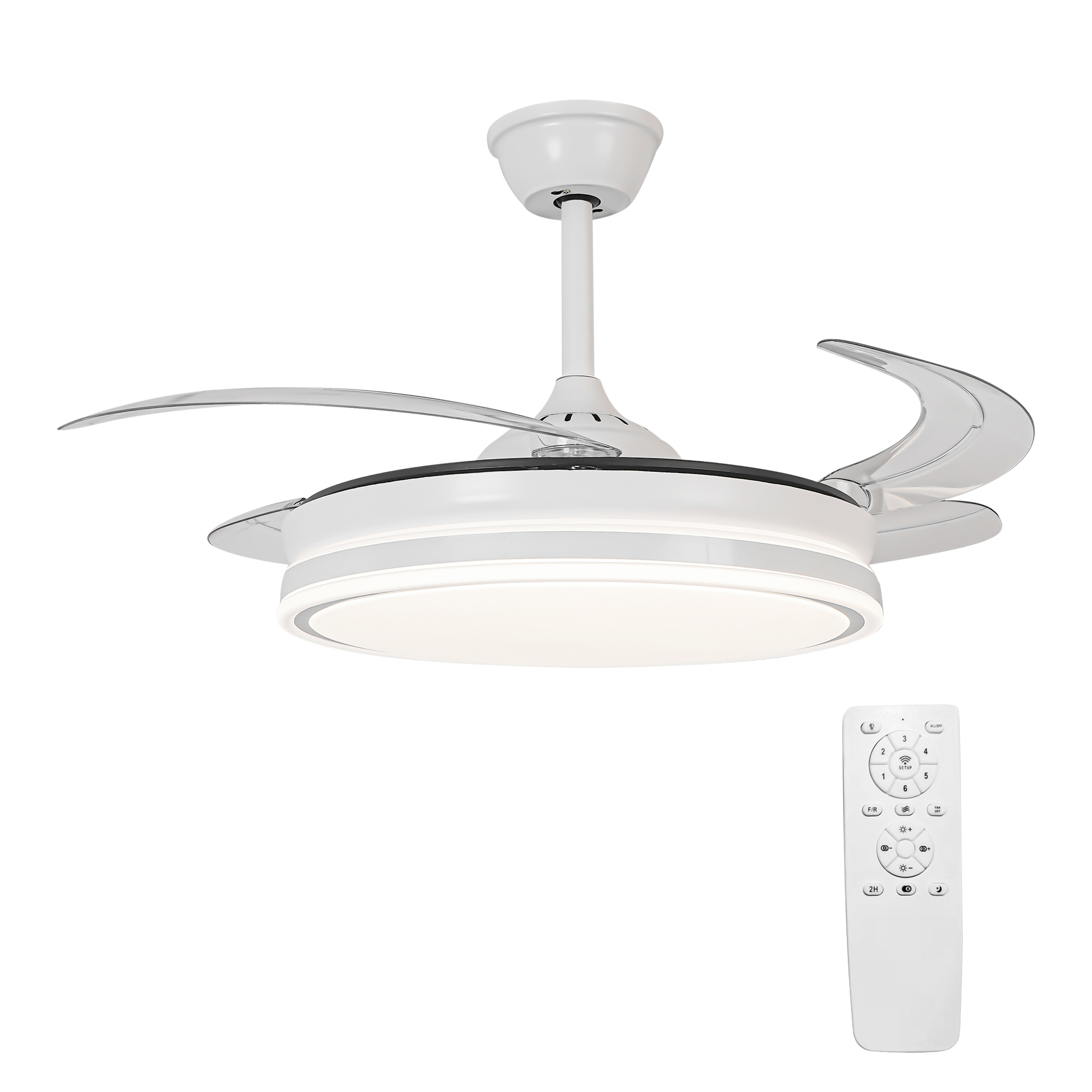 Parrot Uncle 106cm 36W LED Ceiling Fan with Light_ Indoor Ceiling Fans_ Reversible Quiet DC Motor_ Remote Control_ Black