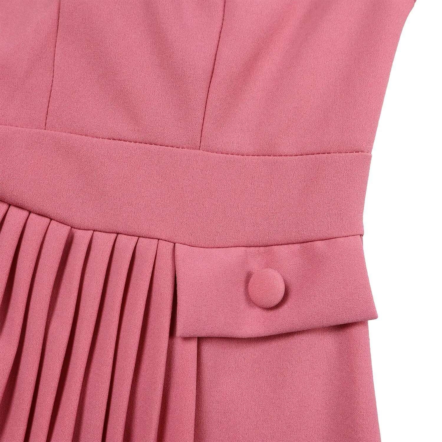 Vestido de talla grande para primavera y otoño, nuevo Color sólido a juego con cuello en V y mangas 3/4, vestido de estilo elegante ajustado para ir al trabajo a la moda - details 16