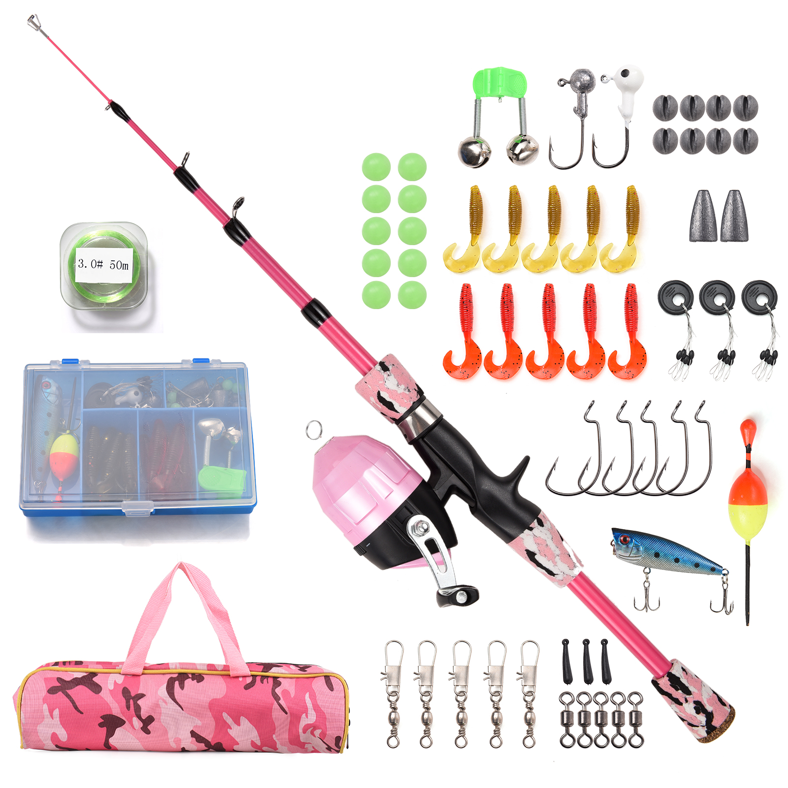 Kit De Pesca Con Mango Corto, Carrete Y Juego De 2,1 M Para