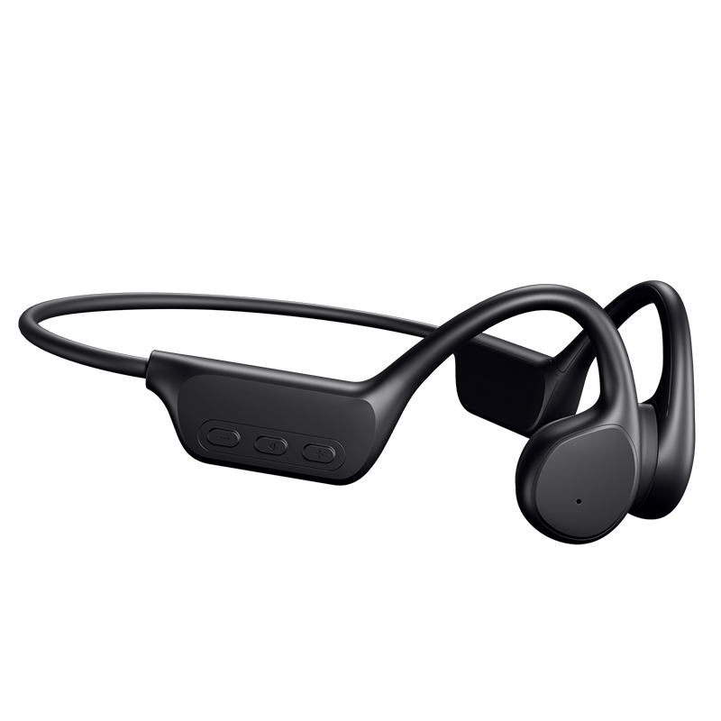 VAORLO - Auriculares de conducción ósea con Bluetooth, cascos inalámbricos IPX8 impermeables, reproductor MP3, Hifi, gancho para la oreja, micrófono, para natación