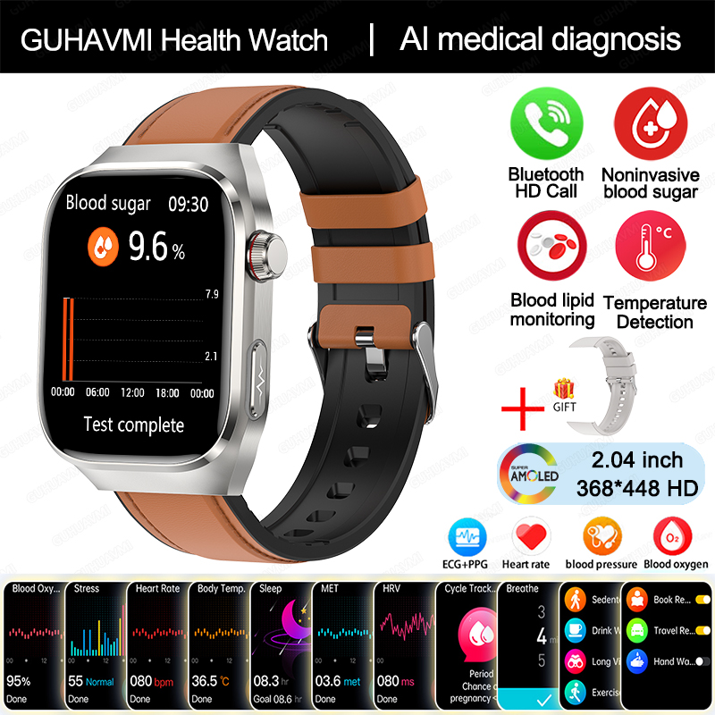 2025 Nuevo Reloj Inteligente de Diagnóstico médico AI de Cinco Órganos, Micro examen Físico de hambres y Mujeres, Smartwatch de Salud de Tres altos, Llamada Bluetooth, ECG función,Lípidos sanguíneos, ácido, monitoreo no invasivo de Azúcar en sangre