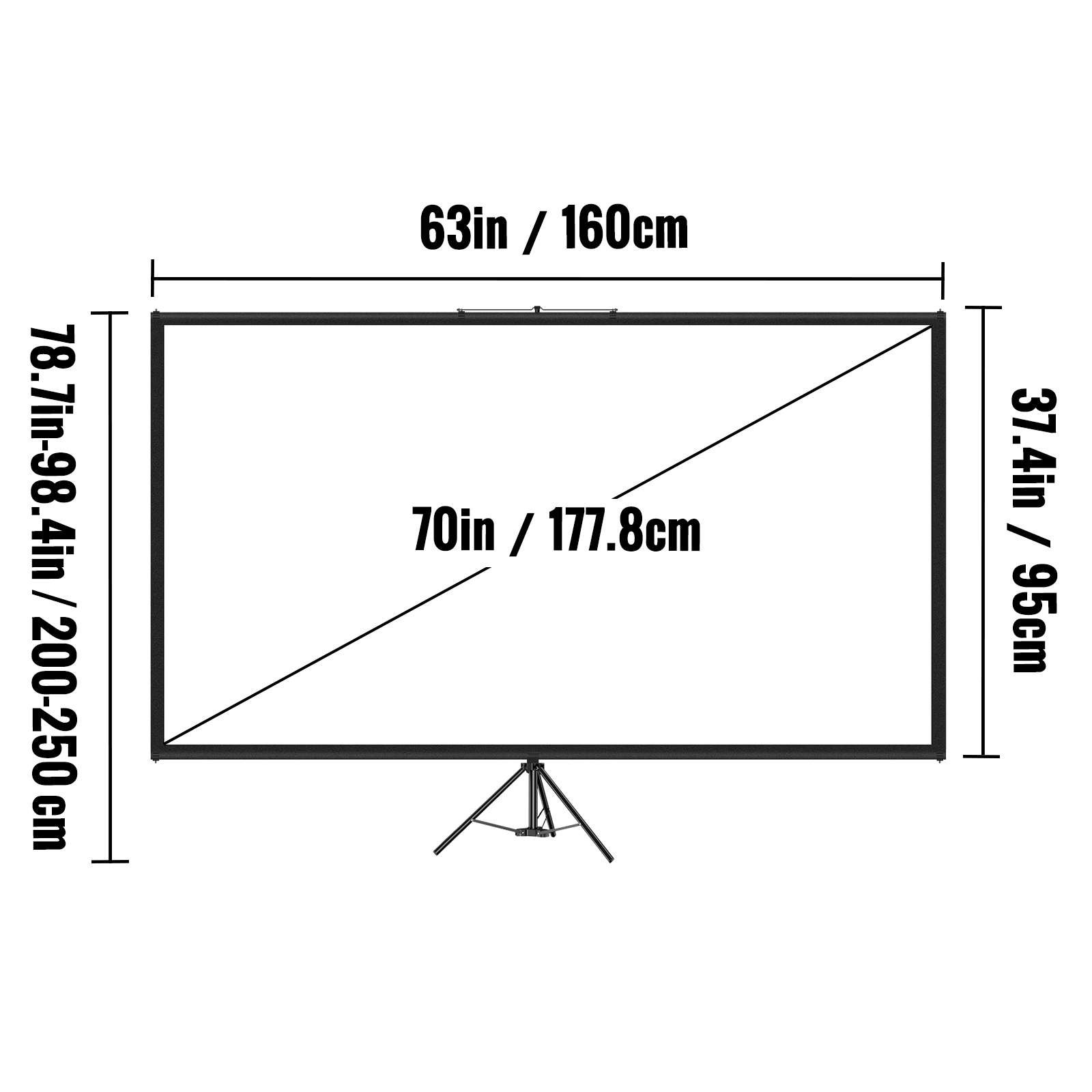 SucceBuy Tripod Projector Screen with Stand - 16:9 4K HD. Wrinkle-Free_ Height Adjustable. Portable for Indoor & Outdoor Use. Ideal for Movie_ Home Cinema_ Gaming_ Office