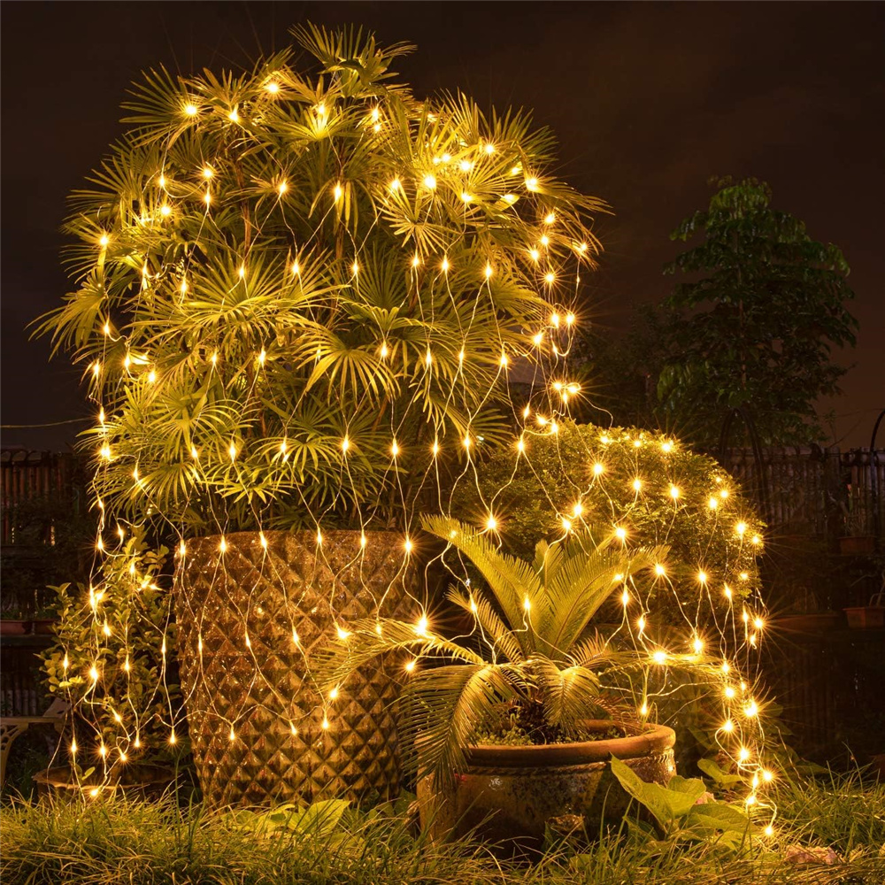 RXUNS - Luces de red de Navidad al aire libre, cadena de luz de malla LED de 8 modos, luz de hadas conectable, jardín, árboles, arbustos, decoraciones para fiestas de boda
