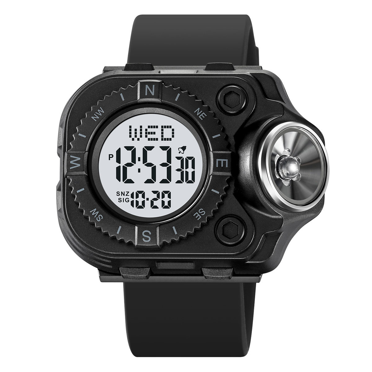 SKMEI - SKMEI-relojes deportivos creativos con linterna LED para hombre, reloj de pulsera Digital con pantalla de luz trasera, cronómetro con alarma, resistente al agua