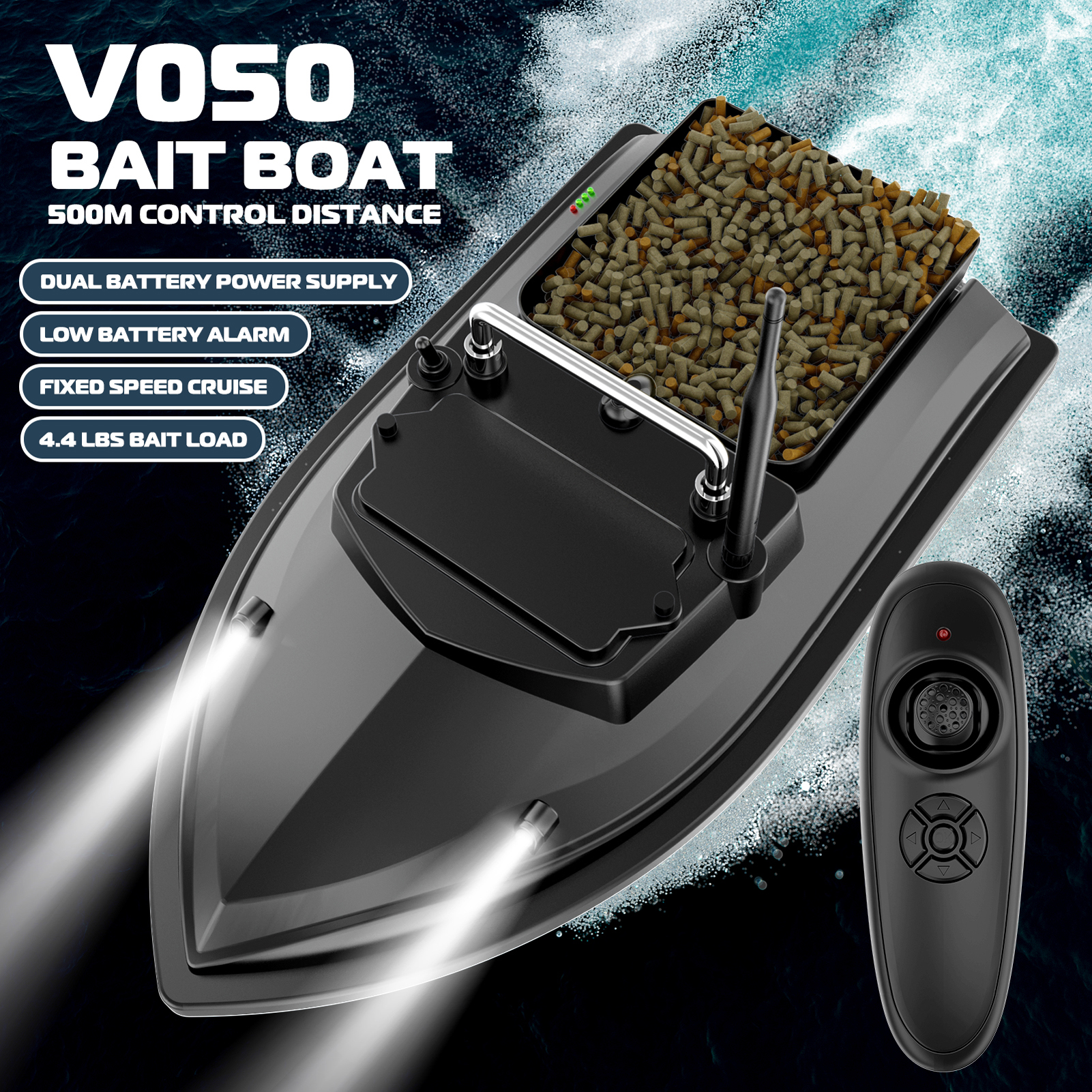 Equipo Pesca Avanzado Barco Cebo Control Remoto 500m - Camuflaje, Hélice Tripala, Carga 1.5kg Equipo Pesca Avanzado Barco Cebo Control Remoto 500m - Camuflaje, Hélice Tripala, Carga 1.5kg