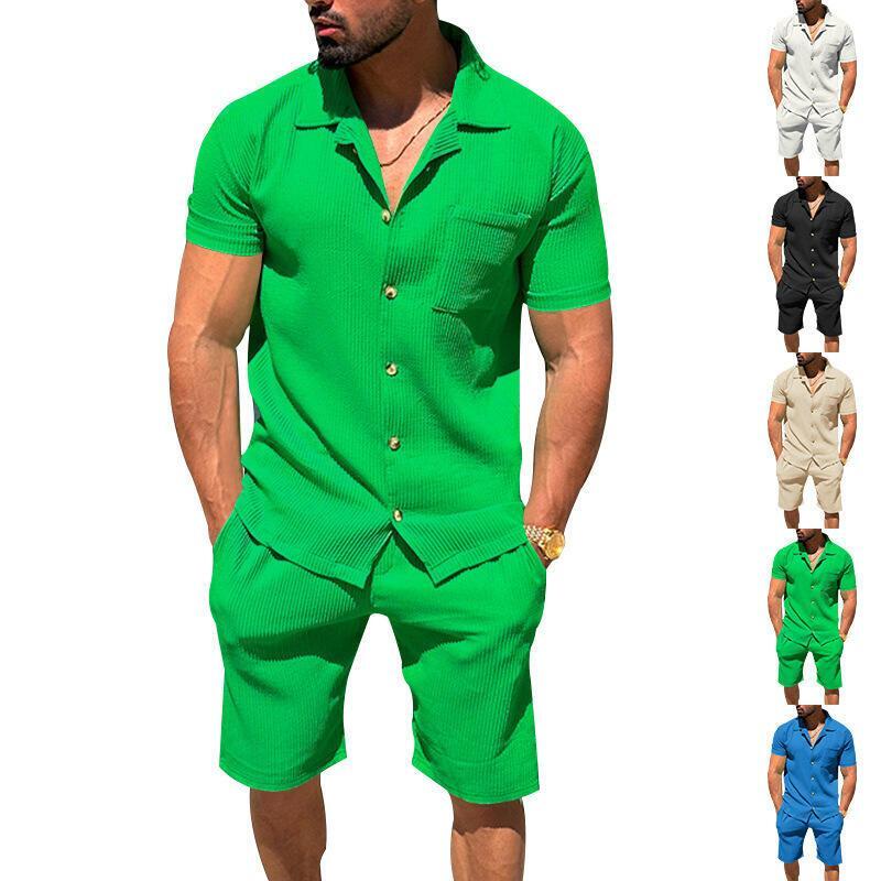 Nuevo Conjunto De 2 Piezas De Cárdigan Con Solapa Para Hombre