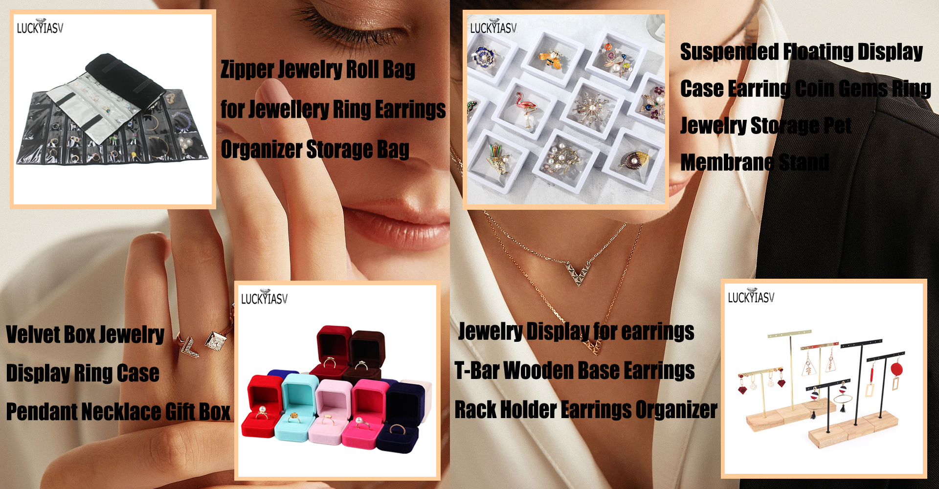 Velvet Jewelry Ring Display Organizer Case Tray Holder Necklace Earrings  Bangle Storage Box Showcase Jewelry Stand Holder | Wish