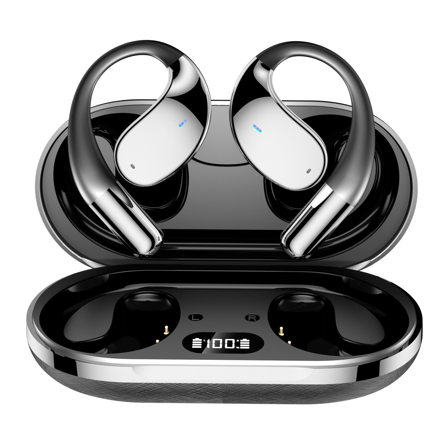 SANLEPUS Wireless Bluetooth 5.4 Headphones with HiFi and Ultra-Powerful Bass - 60 Hours Battery Life_ Open-Ear Sports Design_ Ergonomic Fit - Ideal for Runners and Fitness Enthusiasts