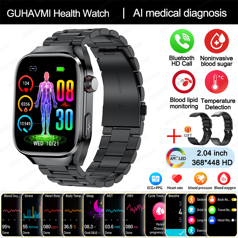 2025 Nuevo Reloj Inteligente de Diagnóstico médico AI de Cinco Órganos, Micro examen Físico de hambres y Mujeres, Smartwatch de Salud de Tres altos, Llamada Bluetooth, ECG función,Lípidos sanguíneos, ácido, monitoreo no invasivo de Azúcar en sangre