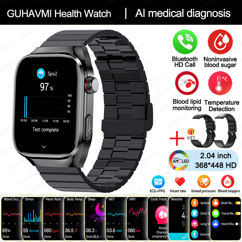 2025 Nuevo Reloj Inteligente de Diagnóstico médico AI de Cinco Órganos, Micro examen Físico de hambres y Mujeres, Smartwatch de Salud de Tres altos, Llamada Bluetooth, ECG función,Lípidos sanguíneos, ácido, monitoreo no invasivo de Azúcar en sangre