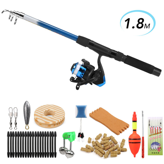 Fishing Rod and Reel Combo Full Kit 1.8m Telescopic Fishing Rod Pole  Spinning Reel Set with Lures Swivels Bell Float Hair Rigs - AliExpress