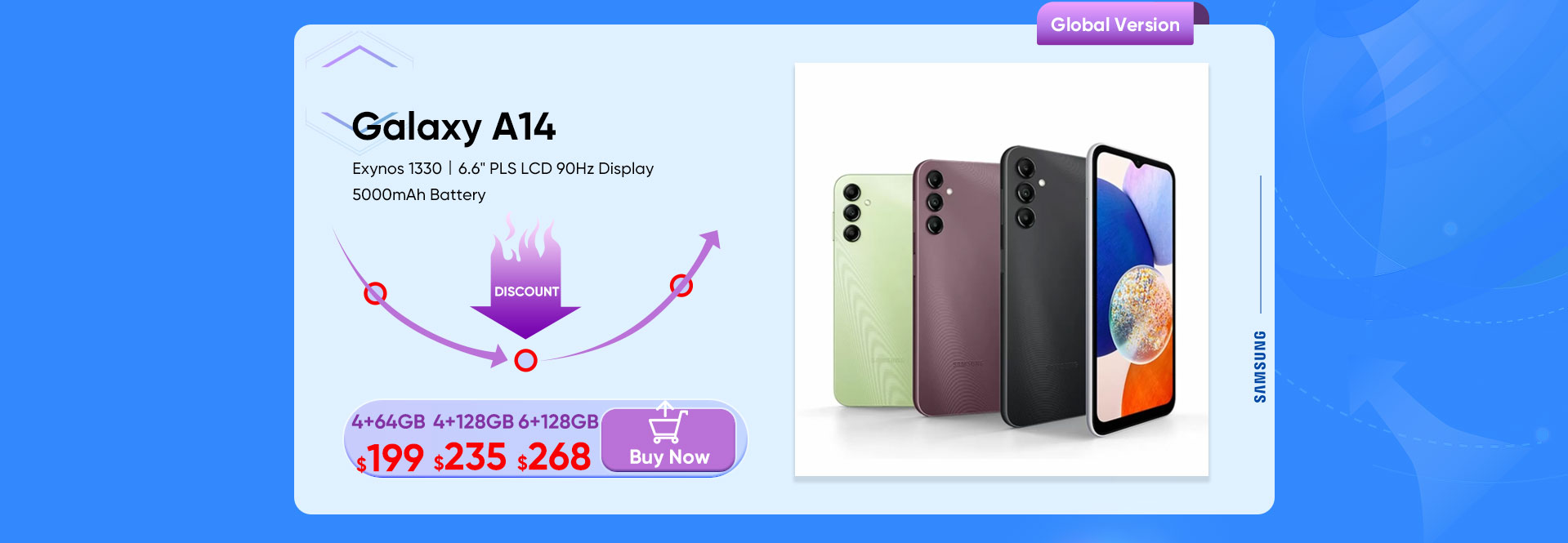 Samsung-teléfono inteligente Galaxy A14 5G, Original, Android 13, pantalla  de 2023 pulgadas, 90Hz, batería de 6,6 mAh, Triple CÁMARA DE 50MP, 5000 -  AliExpress