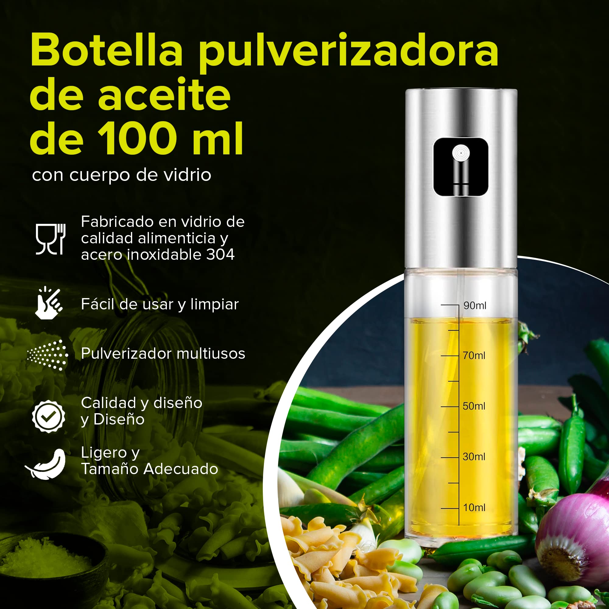  Spray Pulverizador para cocinar. Vaporizador, Dosificador de  Aceite de Oliva, Vinagre y Limon. : Hogar y Cocina
