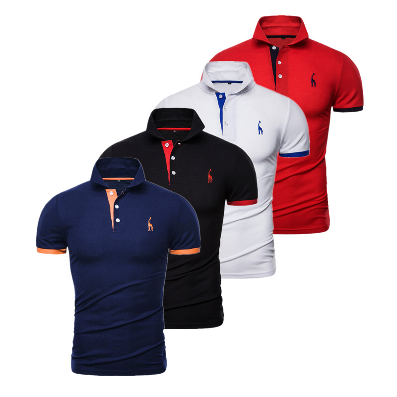 AIOPESON - AIOPESON-Conjunto de 4 camisas de polo bordadas, camisas de ocio para hombres, camisas de Negocios de manga corta, nuevas