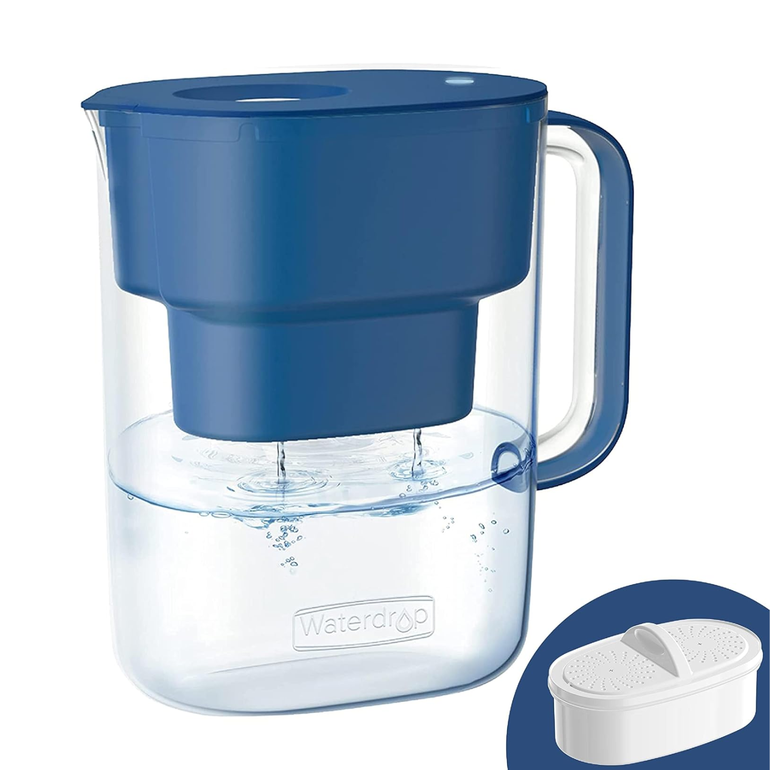 Jarra con filtro de agua Waterdrop Lucid con 1 filtro de 90 días, 3,5 L, reduce el fluoruro, el cloro y más, certificado NSF, sin BPA (filtro de repuesto: WD-PF-01A Plus)