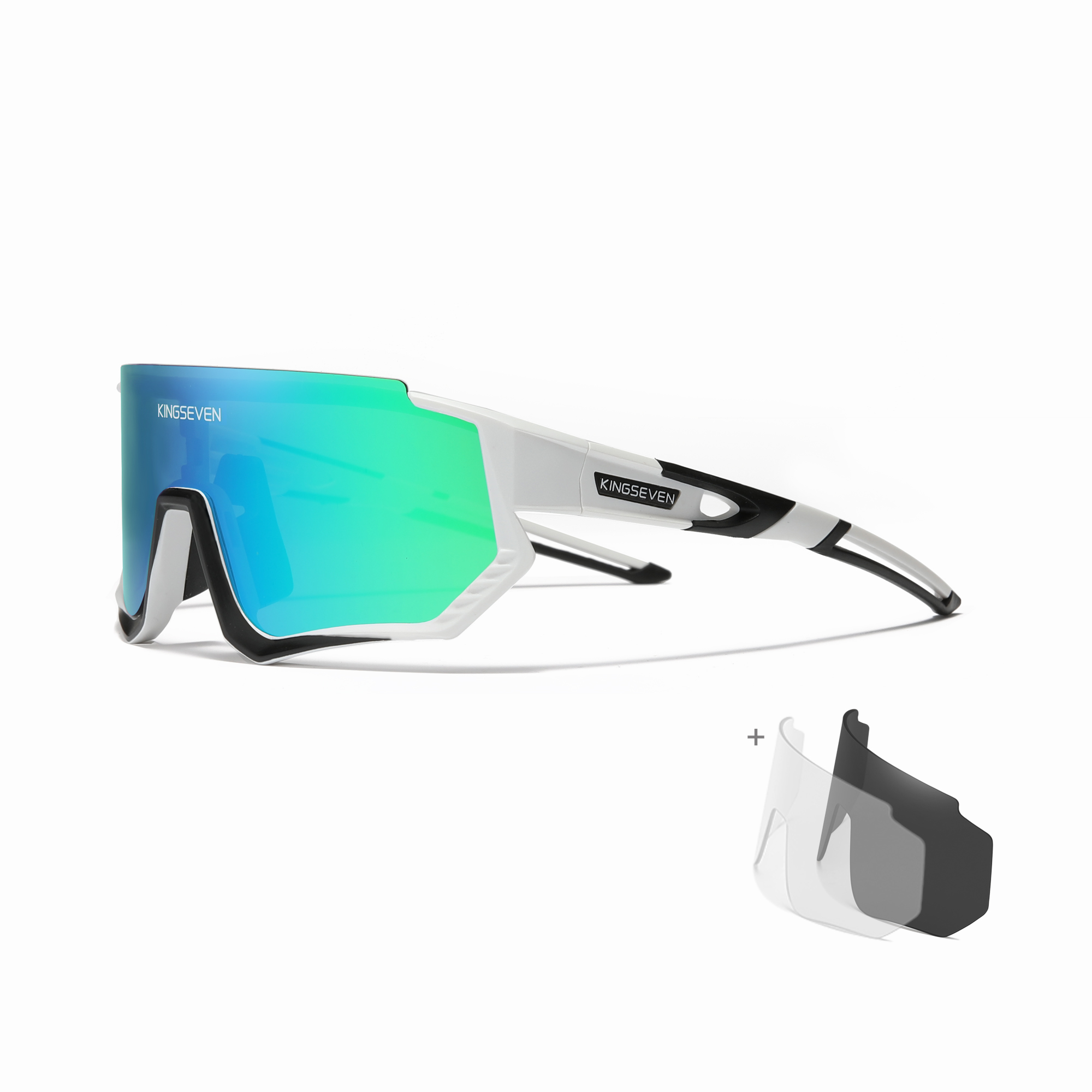 KINGSEVEN-gafas de sol de ciclismo para hombre y mujer, lentes polarizadas  de protección para pesca, conjunto de lentes extraíbles para bicicleta de  montaña