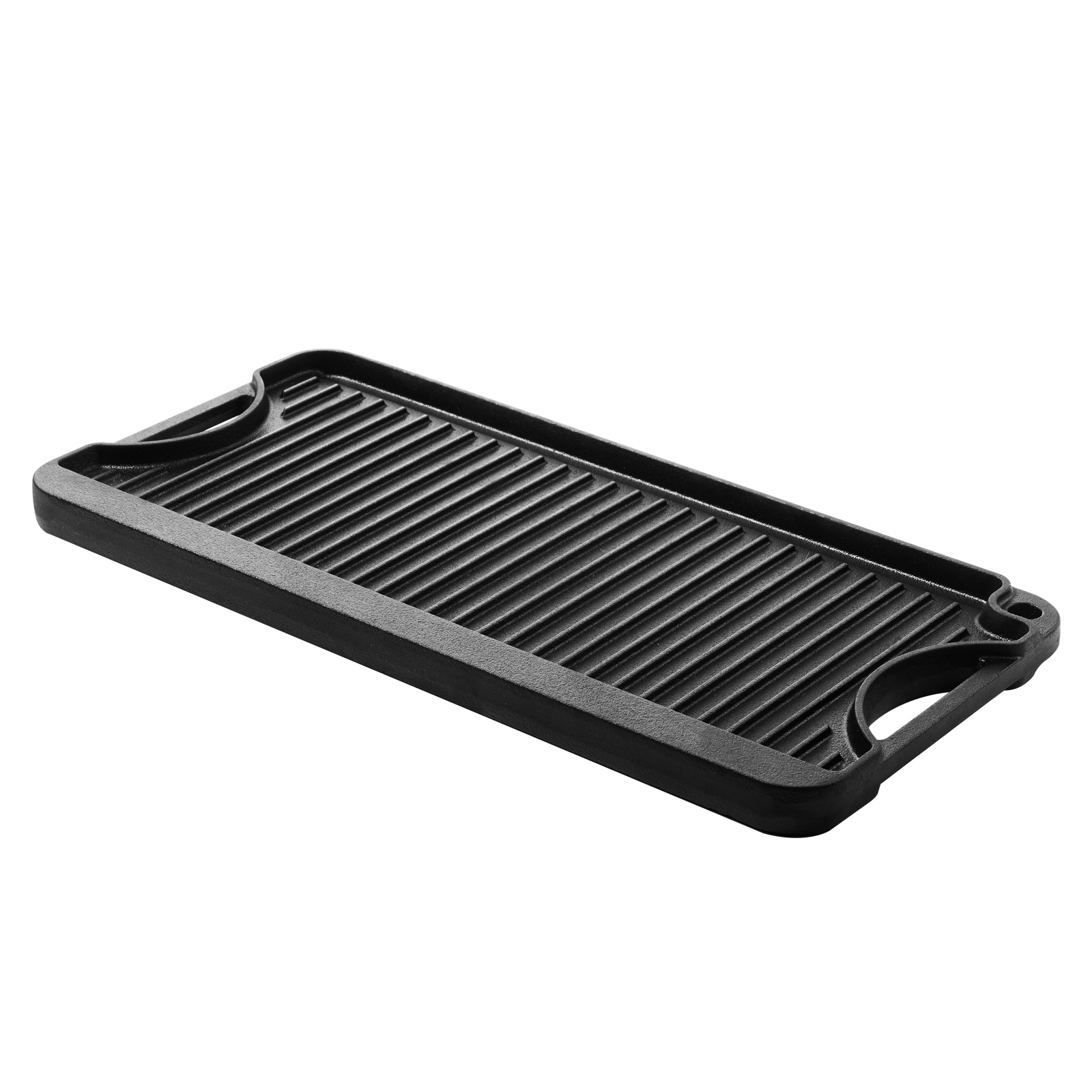SucceBuy Parrilla y plancha reversible de hierro fundido, superficie de cocción pre-sazonada de 20 x 10 pulgadas, sartén rectangular portátil con asas para uso en interiores y exteriores, compatible con estufas, quemadores de gas