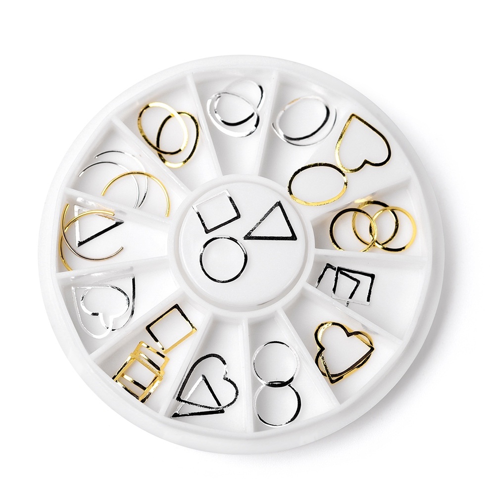 KADS - KADS-remaches de aleación de oro y plata para decoración de uñas, patrones de herramientas para manicura, diamantes de imitación, 6 formas