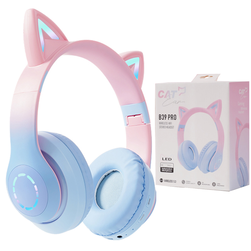 Comprar Auriculares Bluetooth 5,0 con micrófono, bonitos auriculares con  Oreja de Gato, inalámbricos/con cable, plegables, graves, luz de  respiración RGB para niños/niñas