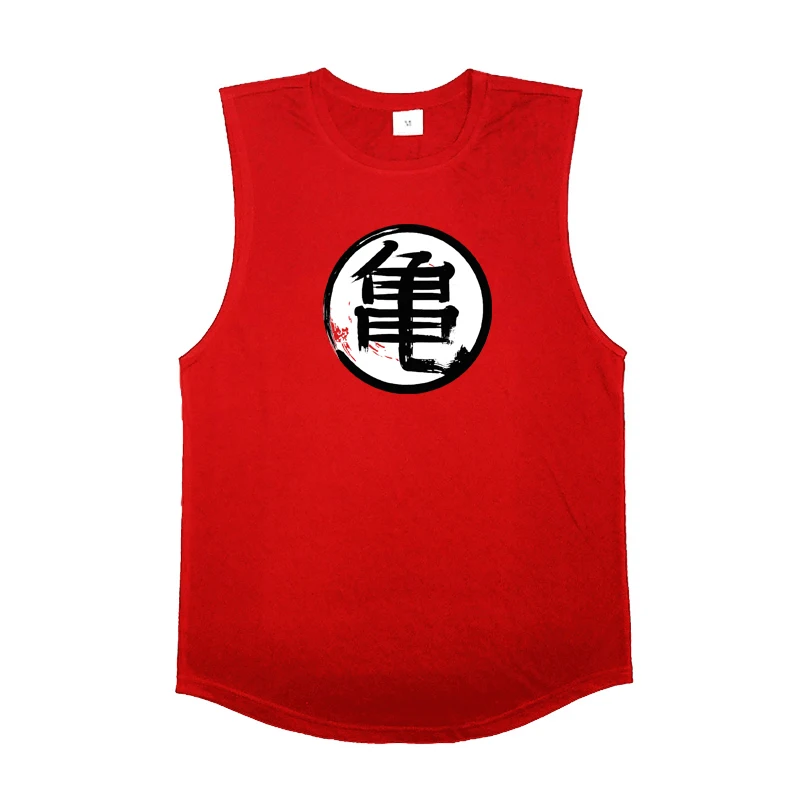 Muscleguys - Camiseta sin mangas de algodón con estampado de dibujos animados de tortuga para hombre, chaleco de tirantes de culturismo, ropa deportiva de gimnasio, Anime japonés