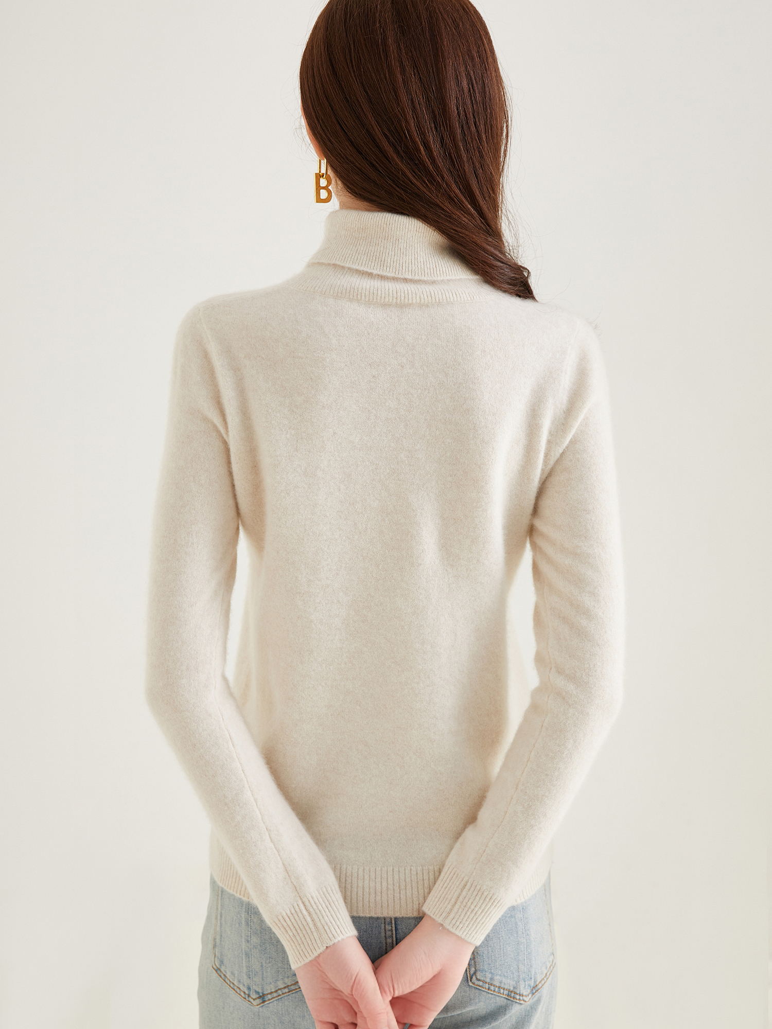 Suéter De Cachemir Para Mujer 100% Jersey De Punto Con Manga De Cachemir Con Cuello Redondo L Negro | ES