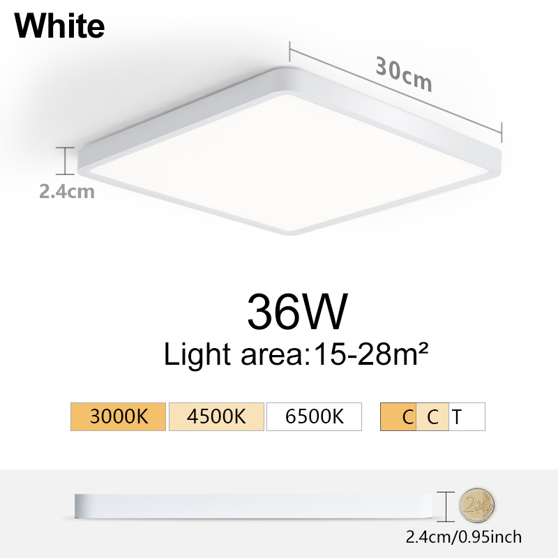 MING&BEN - 2,4 cm Ultra delgada lámpara de techo cuadrada LED 220V 110V moderna iluminación de techos frío/caliente/luz blanca Neutral para sala de estar dormitorio