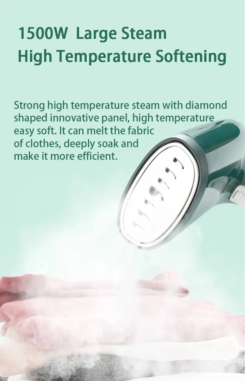 Garment Steamers 280ml Handheld Fabric Steamer 7 Holes 20 Seconds Fast-Heat 1500W Garment Steamer for Home Travelling Portable_voghion.com