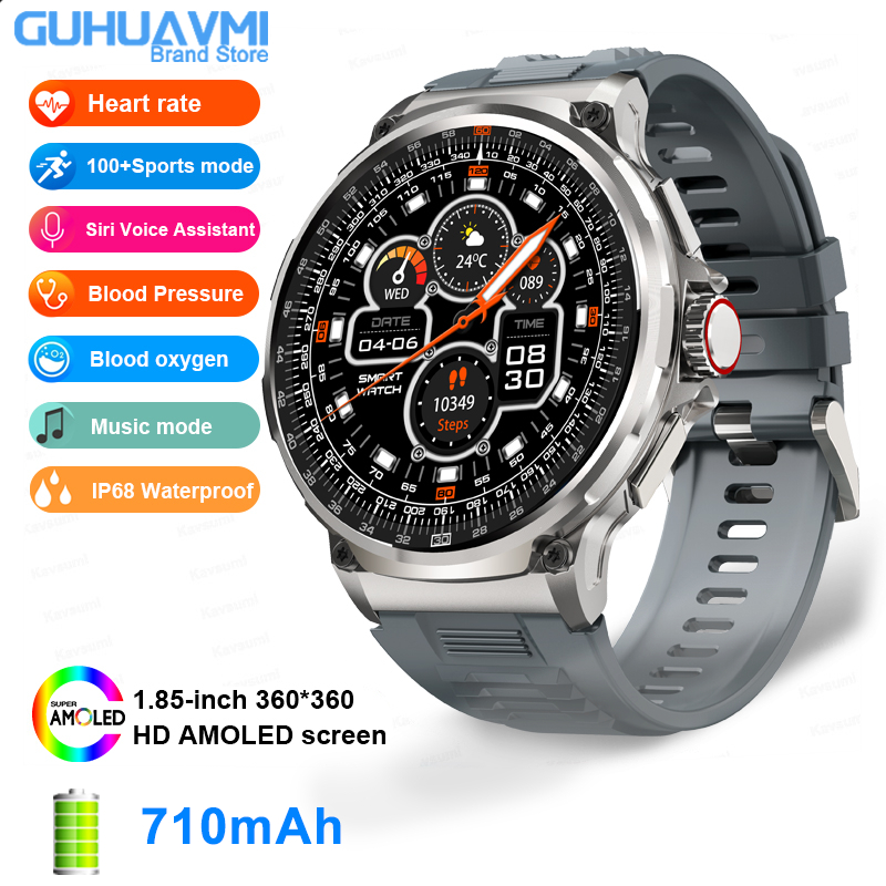 Nuevo Reloj inteligente hombres 710 Mah Batería grande Pantalla Ultra HD de 1,85 pulgadas Reloj inteligente para hombres GPS Pista deportiva HD Bluetooth Llamada para Android iOS Reloj inteligente,2025