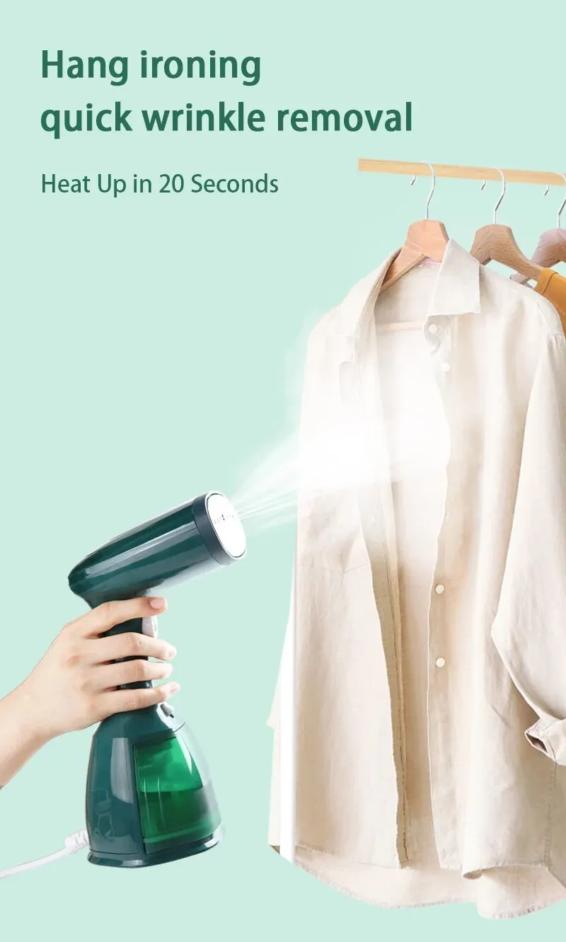 Garment Steamers 280ml Handheld Fabric Steamer 7 Holes 20 Seconds Fast-Heat 1500W Garment Steamer for Home Travelling Portable_voghion.com