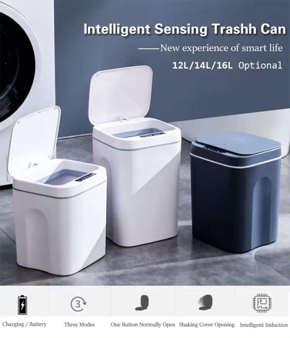 BEAFACE Cubo De Basura Inteligente Con Sensor, Para El Hogar, Delgado Y Portatil A Prueba De Olores 9l Ideal Para Restaurantes Y Hoteles Blanco 99258309