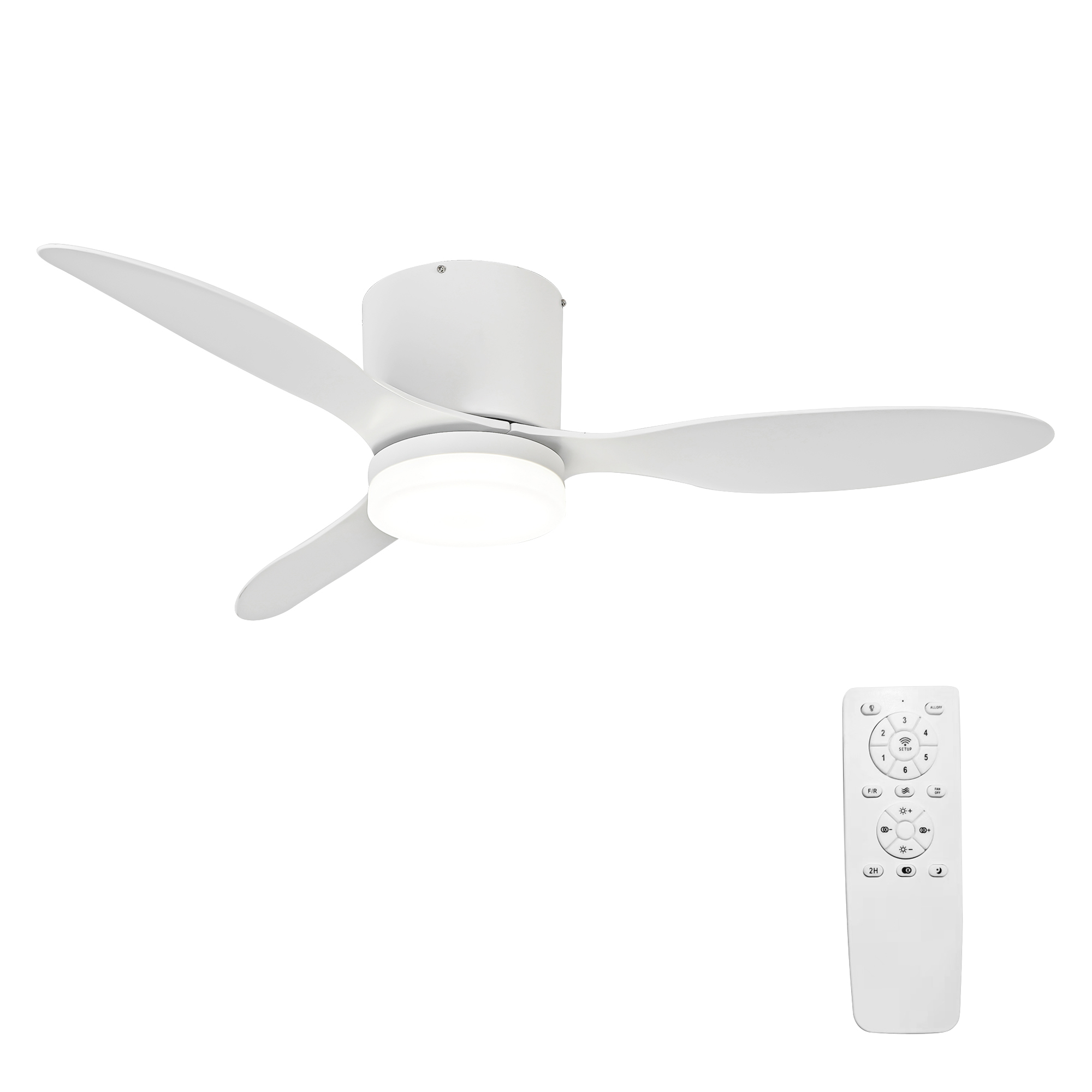 Parrot Uncle Ventilador de Techo LED 18W/24W 106cm/132cm_ Control Remoto_ Motor DC Silencioso_ Temporizador_ 3 Aspas