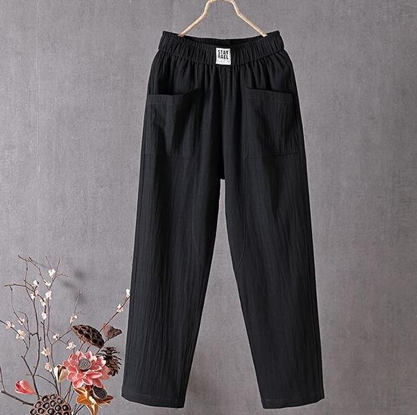 Pantalones Mujer Fakanhui - Algodón-lino, Cintura Alta